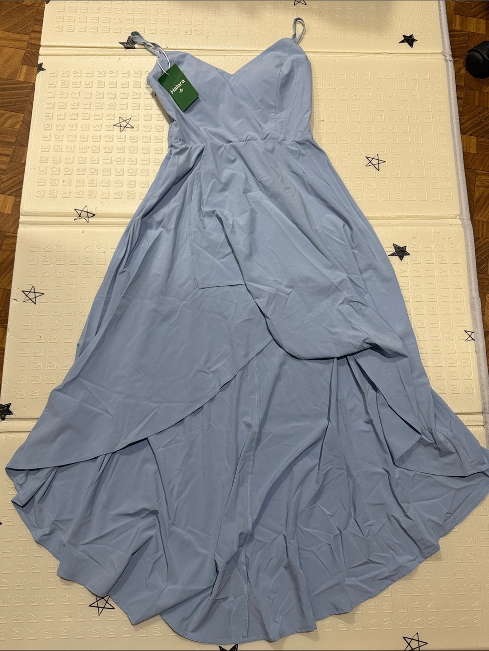 HALARA Sky Blue High-Low Spaghetti Strap Dress